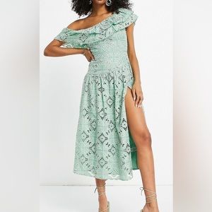 One Shoulder Midi Dress with Slit